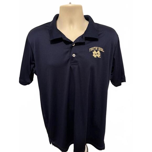 RUSSELL NOTRE DAME MENS POLO SIZE MEDIUM BLUE‎ FIGHTING IRISH - Picture 1 of 2